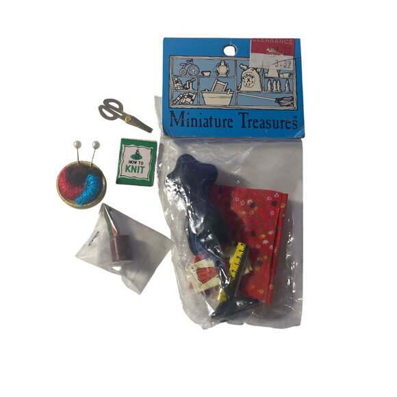 Knitting Sewing Dress Form Scissors Paint Brush VTG Doll House Miniatures Art - Picture 1 of 10